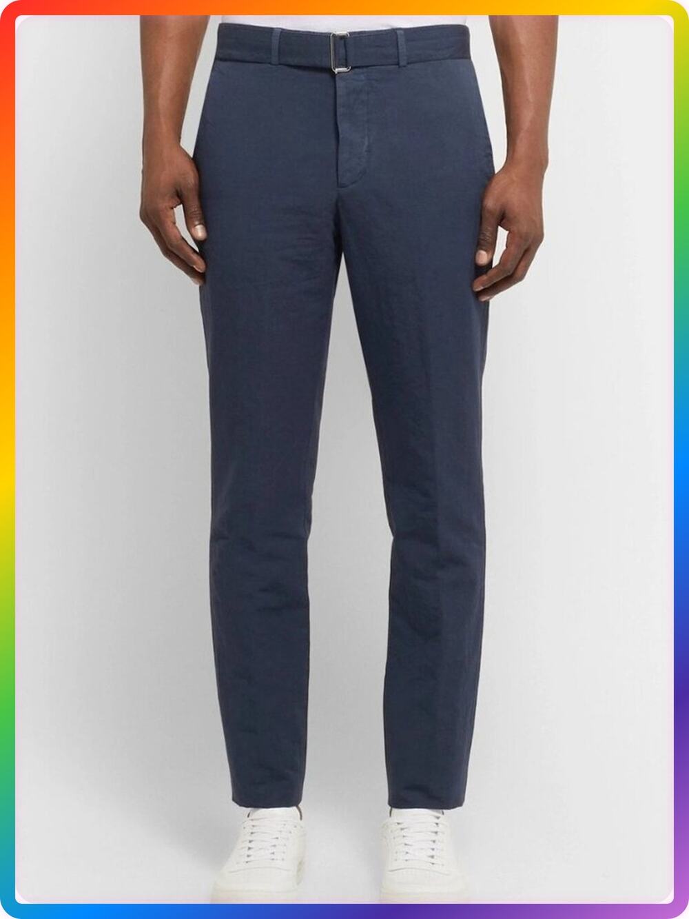 Officine Generale Paul Pant SIZE 50 US 33 Navy Cotton Linen Unhemmed Trouser